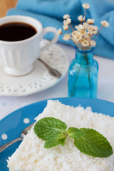 Sweet couscous (tapioca) pudding (cuscuz doce) with coconut