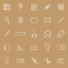 Stationery line icons on white background