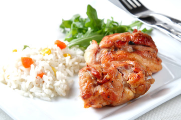 Roasted chicken snack, shallow focus