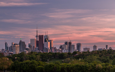 Fototapeta na wymiar Downtown Toronto and a Colorful Sunset
