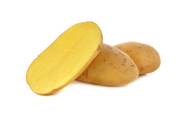 closeup fresh potato on white background