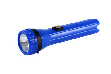 Blue torch light on white background