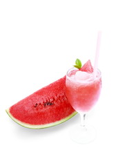 Sliced ripe watermelon fruit isolated on white background.