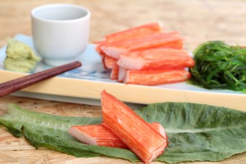 crab sticks on a plate