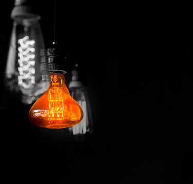 Hanged  orange decoration light bulbs split tone  color with bla