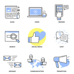 Social media marketing and internet vector icons set