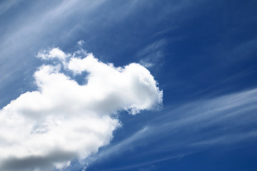 Fantastic soft white clouds against blue sky