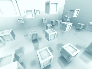 Fototapeta premium Abstract White Cube Blocks Background