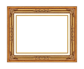 antique golden frame isolated on white background