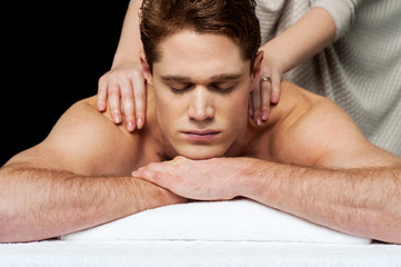 Obraz na płótnie Canvas Massage gives me more relaxation.