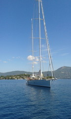 modern Classic sail boat super Yacht at sea