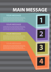 Numbered Bullet Points in Square Blocks Vector Page Layout Design
