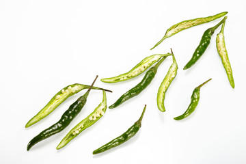 Green Chilli pepper isolated on white background
