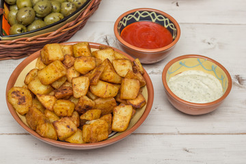 Spanish tapa patatas bravas