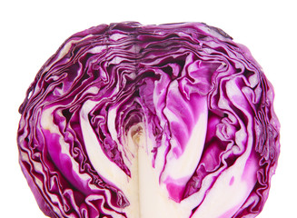 Closeup Purple Cabbage Isolated on White.