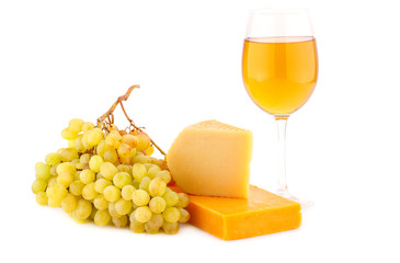 Cheese, grapes and wine