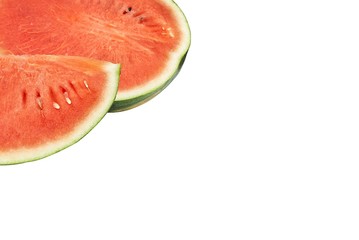 Slices of watermelon isolated on white background with space for text