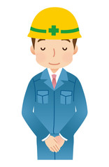 作業員　男性　お辞儀