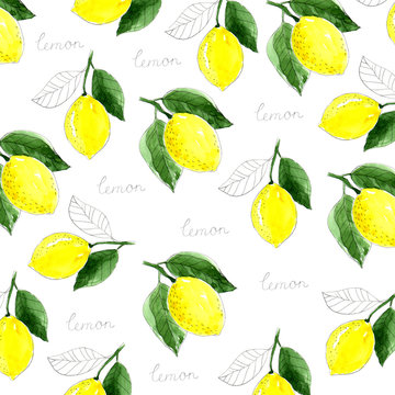 lemon watercolor pattern