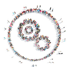 people in the shape of gears.