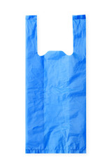 blue Plastic Bag on White Background