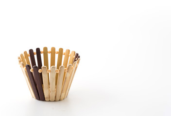 wood basket on white background