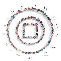  people in the shape of a stop sign.