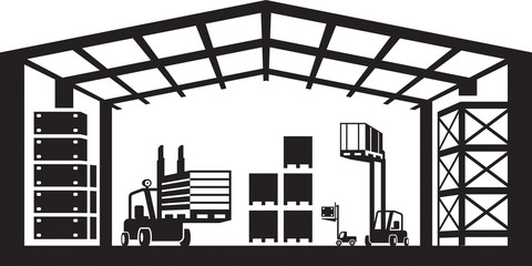 Industrial warehouse scene - vector illustration