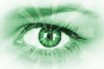 Eye viewing digital information. Conceptual image.