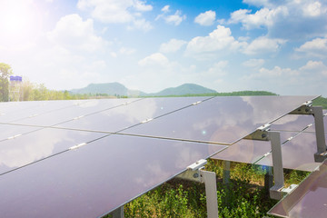 renewable solar energy Power plant : The concept of renewable energy. Clean energy Environmentally friendly The solar farm is a module of Tin film.