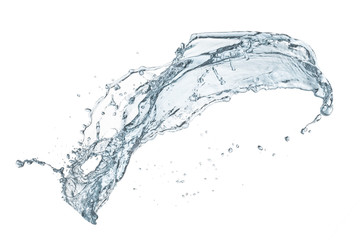 water splash flowing in the air, isolated on white background