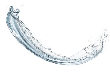 water splashing flowing in the air, isolated on white background