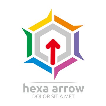 Logo hexa arrow icon abstract vector