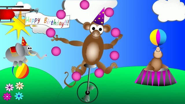 happy birthday funny circus animals cartoon animation