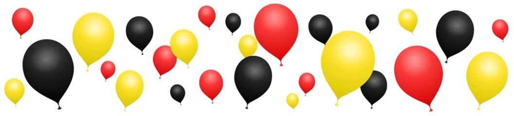 Banner Red, yellow, black balloons on white background