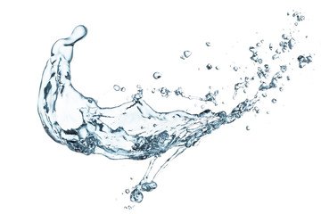 water splashing in the air, isolated on white background