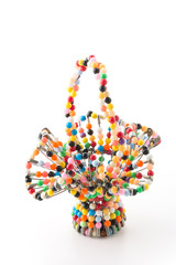 Bead woven vase isolated on white background