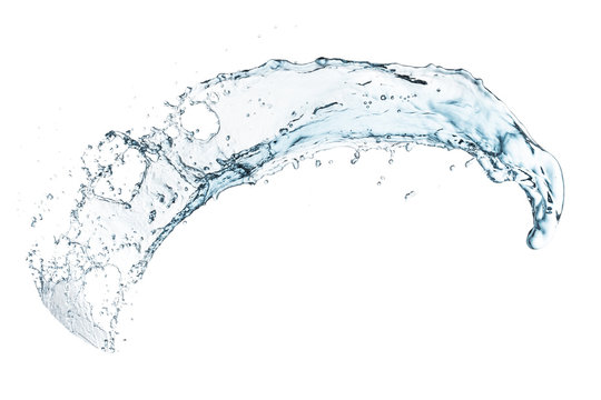 water splashing in the air, isolated on white background