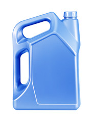 blue canister with engine oil isolated on white background