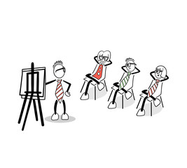 Cute cartoon business people at a presentation