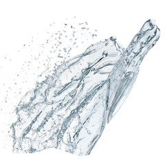 water splashing in the air, isolated on white background