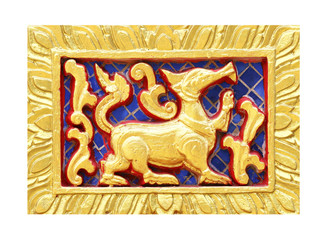 Obraz premium golden sculptures on the wall