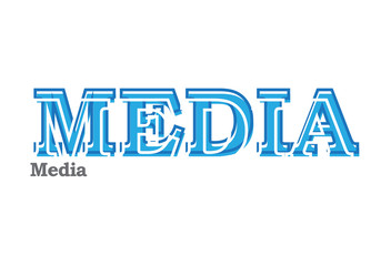 media calligraphy blue color on white background
