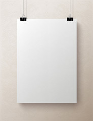 White blank vertical sheet of paper,  mock-up