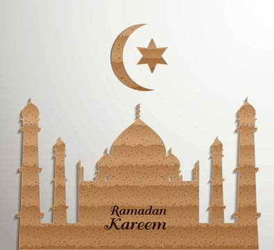 Ramadan Kareem.Muslim Cardboard Graphics. Vector illustration