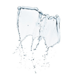 water splashing in the air, isolated on white background