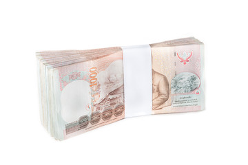 Thai baht banknotes on white