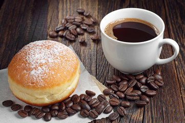 Berliner donuts with coffee