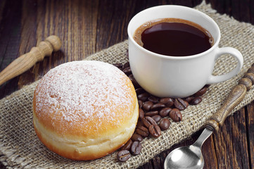 Sweet donut with coffee