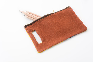 pencil bag on white background